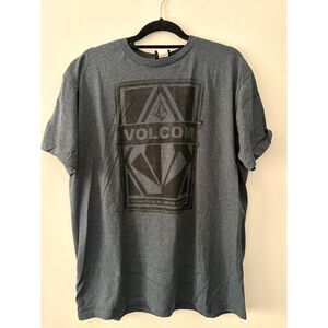Volcom Stone Logo Graphic T-Shirt Men's XL Heather Blue Short Sleeve Made in USA